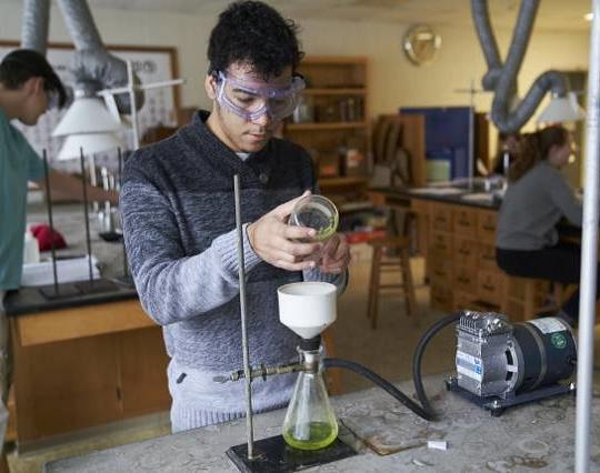 student in chemistry class